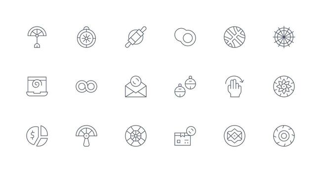 Circular featuring 18 Icons in Minimal Line Design Theme-Based Icon Pack vector