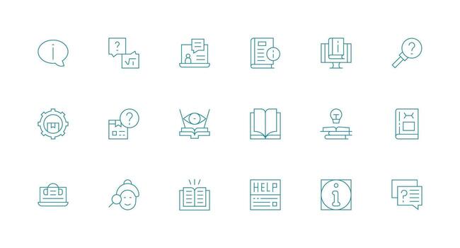 conocimiento base incluso 18 mínimo línea ilustraciones interfaz icono colección vector