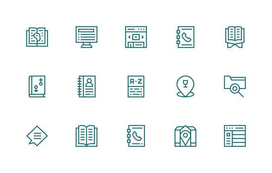15 Regular Line Vectors for Directory Theme Flat Icon Set