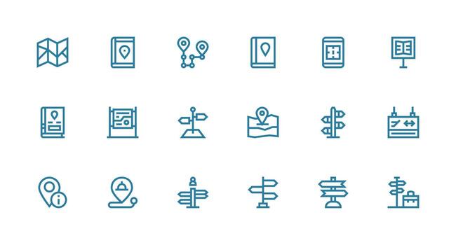 Directions featuring 18 Icons in Strong Stroke Line Design High-Resolution Icons for Any Platform vector