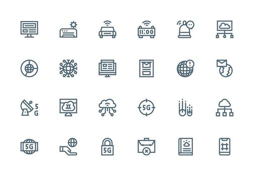 Internet icono conjunto con 24 grueso línea línea gráficos icono conjunto para aplicaciones vector
