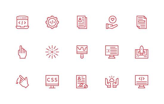 15 regular línea estilo íconos desde solicitud colección contorno icono paquete vector