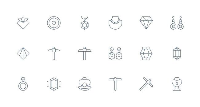 Minimal Line Style Gem Icons with 18 Vectors Icon Pack for Various Themes