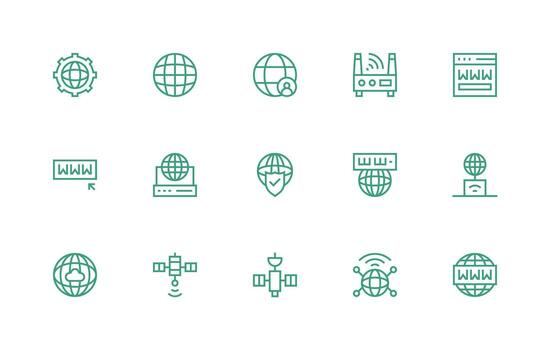 15 Regular Line Vectors for Global Network Theme Light Icon Series