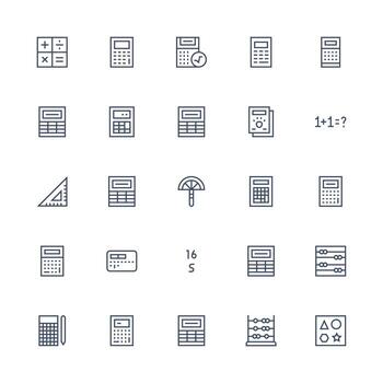 25 Medium Stroke Outline Icons for Math Graphics Interface Icon Collection for Daily Projects vector