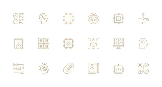 18 Minimal Line Vectors for Logic Theme Compact Icon Set