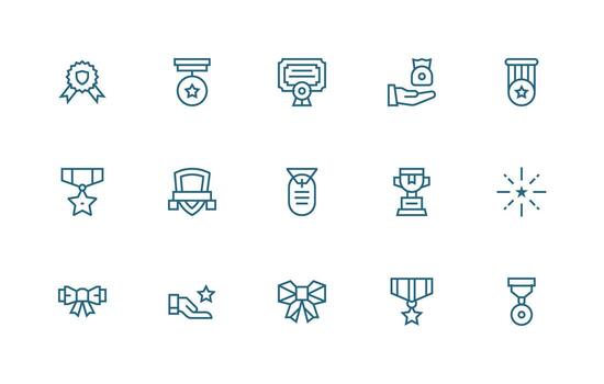 15 Regular Line Designs for Commendation Icons Reliable Icons for All Interfaces vector