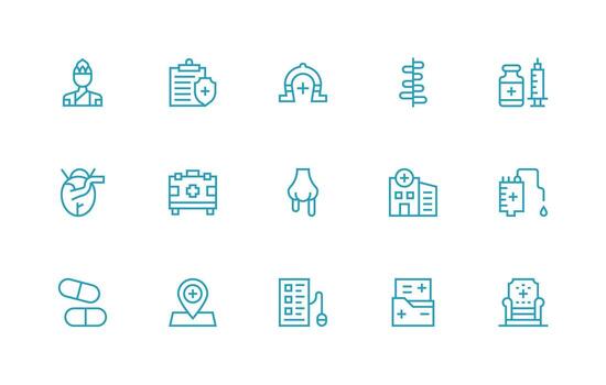 15 Regular Line Vectors for Physician Theme Multi-Purpose Icon Set
