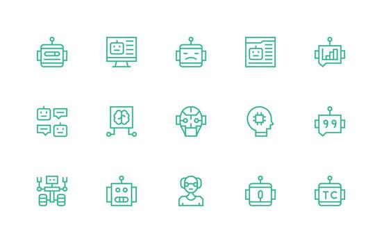 15 íconos para ai en regular línea formato equilibrado icono conjunto para funcional diseño vector