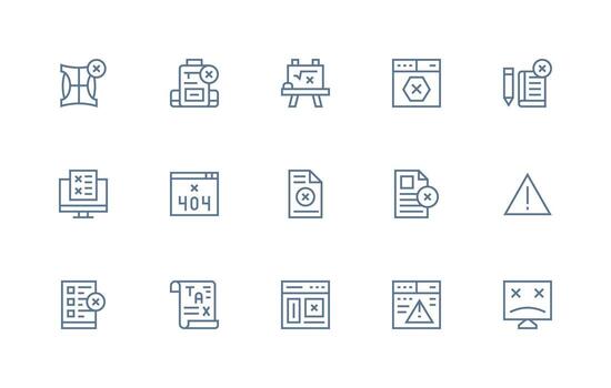 Incorrect Set with 15 Regular Line Icons Modern Line and Glyph Icon Series vector