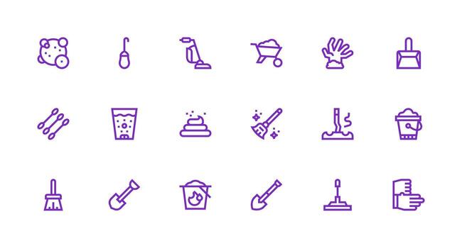 Dirt Icon Set with 18 Strong Stroke Line Graphics Well-Structured Icons for Creative Use vector