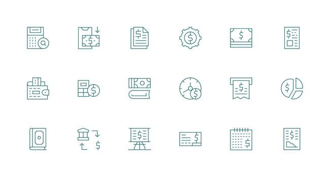 18 Icons for Expense in Minimal Line Format Display Icon Pack vector