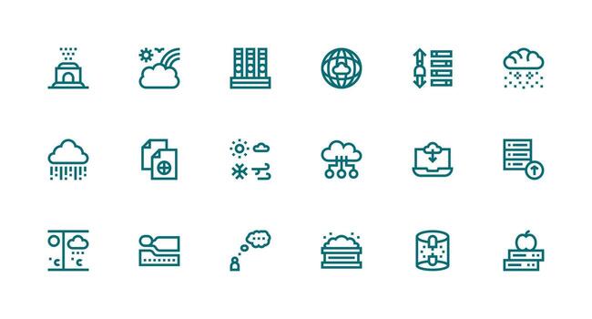 fuerte carrera línea íconos desde nube conjunto con 18 vectores personalizable icono serie para móvil pantallas