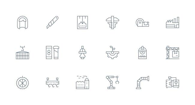 18 Minimal Line Style Icons from Manufacturing Collection Clean Icon Set Icon Pack for UI Projects vector