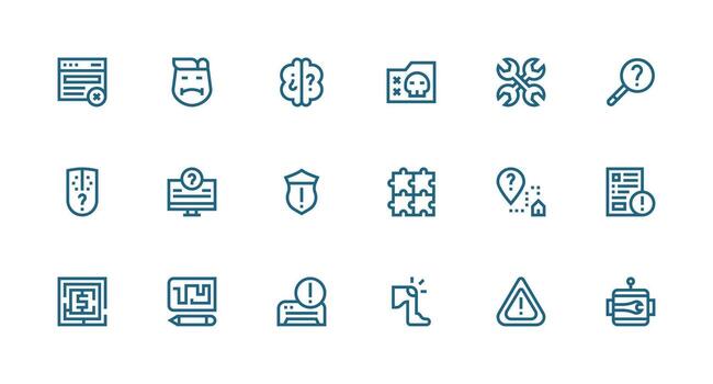 Problem featuring 18 Icons in Strong Stroke Line Design Interface Icon Collection vector