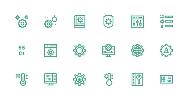 18 fuerte carrera línea íconos para parámetros gráficos núcleo icono colección para diario Tareas vector