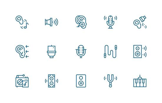 onda de sonido icono conjunto con 15 regular línea gráficos universal icono paquete vector