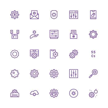 Parameters Set with 25 Medium Stroke Outline Icons Essential Icon Set for Teams vector