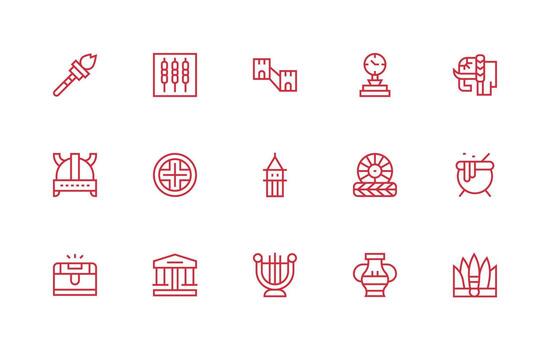 15 Ancient Icons in Regular Line Aesthetic Essential Icons for Rapid UI Building vector