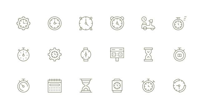 sincronización conjunto con 18 mínimo línea íconos equilibrado icono conjunto para funcional diseño vector