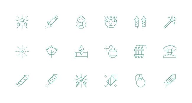 Explosion Icon Set with 18 Minimal Line Graphics Layout Icon Collection vector