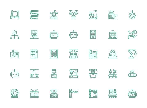 35 Regular Clean Line Style Icons from Automated Collection Balanced Icon Set for Functional Design vector