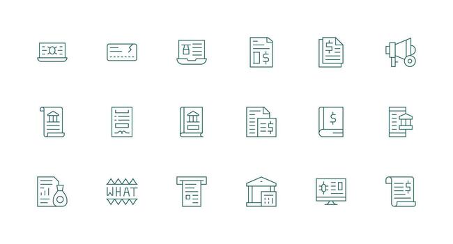 Statement Visual Pack containing 18 Minimal Line Icons Fully Editable Icon Set for Web vector