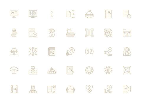 35 Icons for Database in Light Line Format Icon Pack for UI vector
