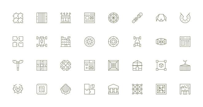 Framework Icon Collection with 32 Thin Line Designs Universal Icon Pack vector