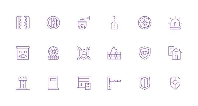 18 seguridad sistema íconos en mínimo línea estético interfaz icono colección para diario proyectos vector