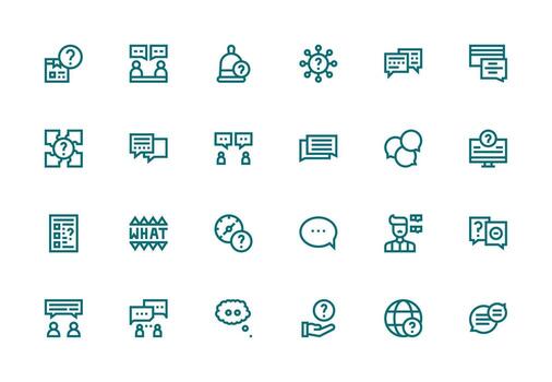 24 Icons for Question in Thick Line Line Format Flexible Icon System for Web Interfaces vector