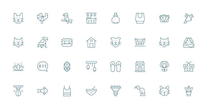 Minimalist Set with 32 Thin Line Icons Complete Icon Set for Mobile Apps vector
