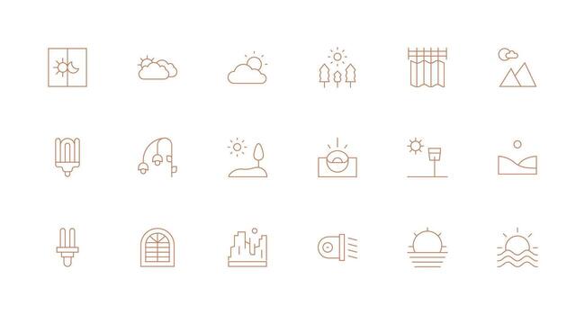 mínimo línea íconos desde luz conjunto con 18 vectores optimizado icono paquete para digital productos