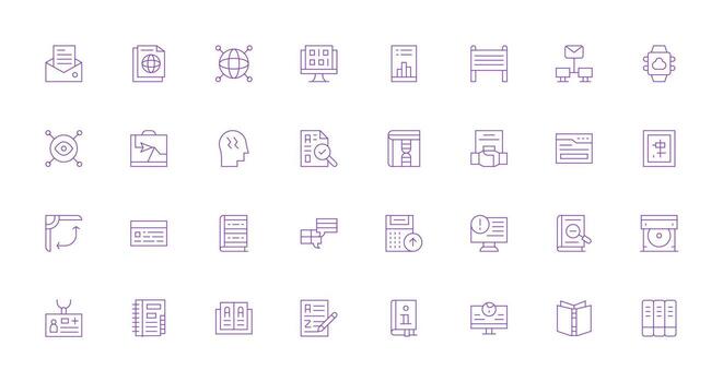 Thin Line Style Information Icons with 32 Vectors Clear and Concise Icon Set Collection