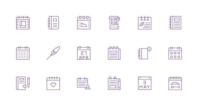 18 íconos para diario en mínimo línea formato reutilizable icono conjunto vector