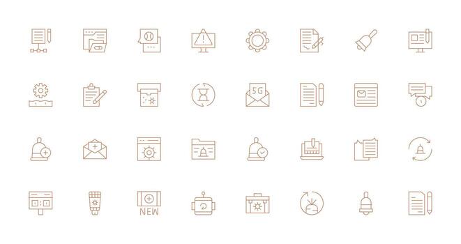 32 Delgado línea íconos para actualizar gráficos limpiar icono colección para web utilizar vector