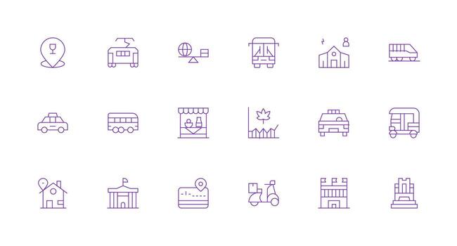 Minimal Line Style Local Icons with 18 Vectors Essential Icons for Rapid UI Building