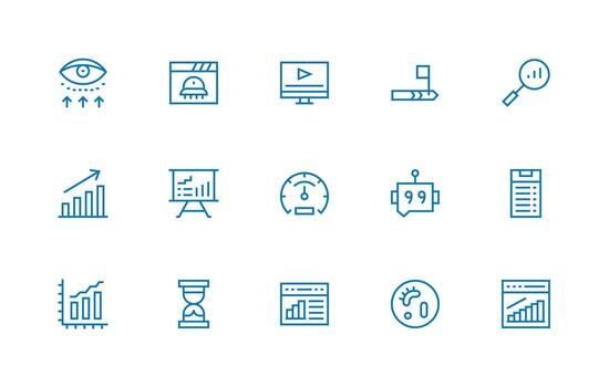 Progress Bar Visual Pack containing 15 Regular Line Icons Editable Icon Collection vector