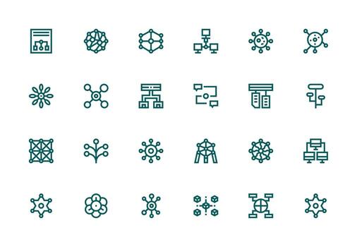 Nodes Set with 24 Thick Line Line Icons High-Resolution Icons for Any Platform vector