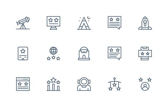 15 Regular Line Vectors for Stars Theme Clear and Concise Icon Set Collection