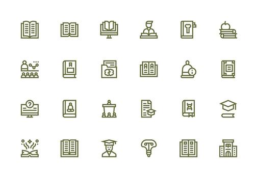 conocimiento diseño íconos presentando 24 en grueso línea línea estilo lleno icono biblioteca para ui diseñadores vector