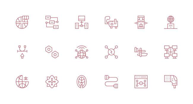 18 Minimal Line Icons for Connection Point Graphics Core Icon Collection for Daily Tasks vector