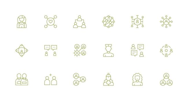Social Network featuring 18 Icons in Minimal Line Design Multi-Purpose Icon Set vector