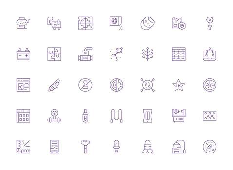 35 Icons for Component in Light Line Format Neat Icon Set vector