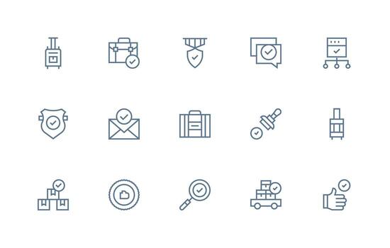 Regular Line Icons from Checked Set with 15 Vectors Clean Icon Collection for Web Use