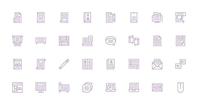Text Set with 32 Thin Line Icons Creative Icon Set vector