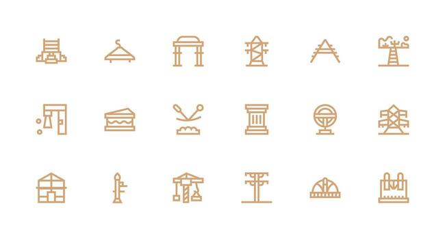 18 Support Structure Icons in Strong Stroke Line Aesthetic Versatile Icon Collection for Designers vector