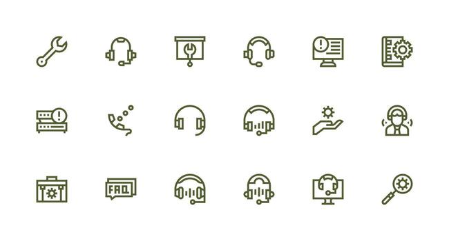 Strong Stroke Line Icons from Technical Support Set with 18 Vectors Icon Set for Web