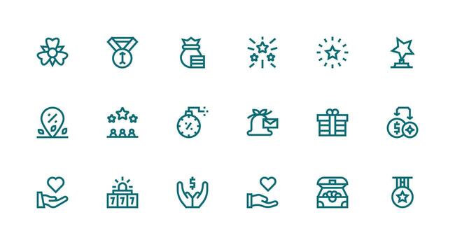 18 Strong Stroke Line Designs for Reward Icons Flexible Icon System for Web Interfaces vector