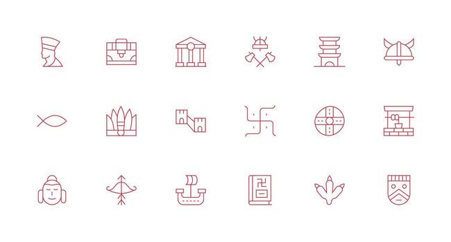 Minimal Line Icons from Ancient Set with 18 Vectors Clear and Concise Icon Set Collection